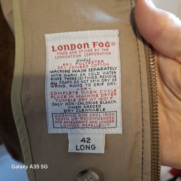 London Fog Men's Weatherproof Jacket Size 42 Long Beige Zip out Liner - Picture 5 of 8
